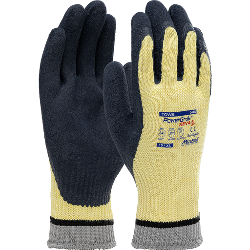 Product image for PIP 09-K1444/M POWERGRAB KEV4, YELLOW 10G KEVLAR SHELL, LATEX MICROFINISH GRIP, A3 LIKELY SUBJECT TO TAX