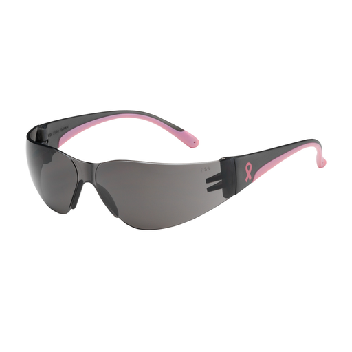 Rimless Safety Glasses with Gray / Pink Temple, Gray Lens and Anti-Scratch Coating, Pink, OS