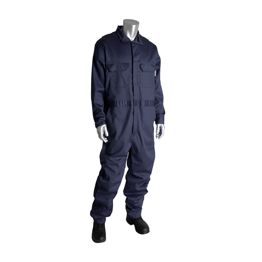 Product image for PIP 385-FRSC-NV/2X 8 CAL FR DUAL CERT. 7OZ. COVERALL, NFPA 70E & NFPA 2112, NAVY LIKELY SUBJECT TO TAX