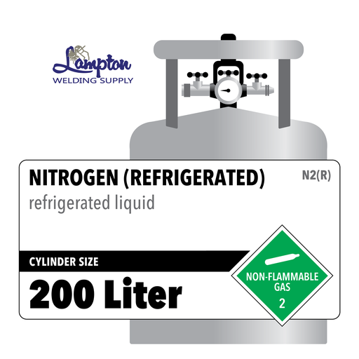 Nitrogen (Refrigerated), 200 Liter, 4.0, Industrial, 99.99, 4375 ft3, Stainless Steel (SS), CGA 320-Liquid Cylinder