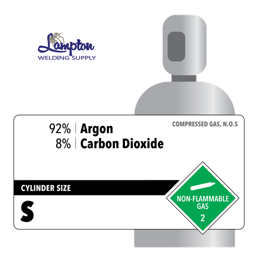 92% Argon, 8% Carbon Dioxide, S, Industrial, 154 ft3, High Pressure Steel (HPS), CGA 580