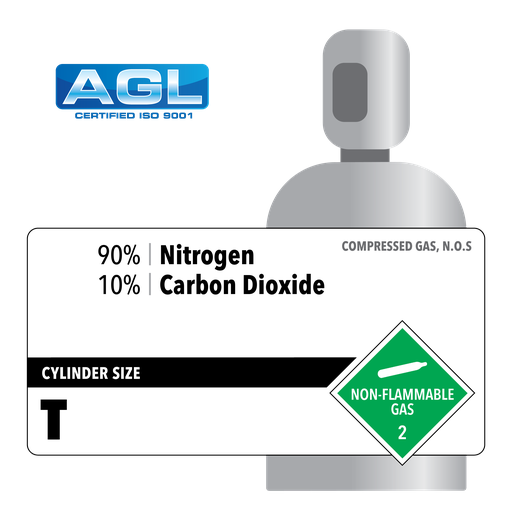 90% Nitrogen, 10% Carbon Dioxide, T, Food Grade, CGA 580-Cap