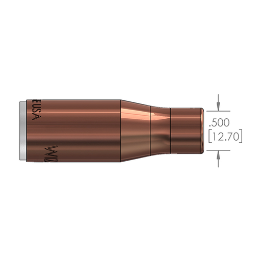 1/2" (12.7mm) Copper Bottlenose Standard Duty PowerBall/Tregaskiss® Slip-on Nozzle w/Stick-out Tip - 10/pk