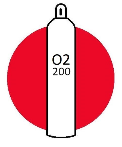 Aviators Oxygen in 200 Size Cylinder, High Pressure Steel (HPS), CGA 540