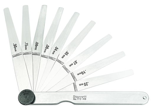 THICKNESS GAGE, 0.04-0.30mm, 9 TAPERED LEAVES 172MBT