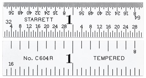 STEEL RULE, SPRING-TEMPERED, 2", 4R GRADS C604R-2