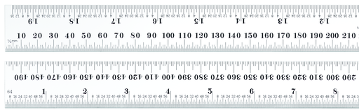 STEEL RULE, SPRING-TEMPERED, 500mm, #36 GRADS C636-500