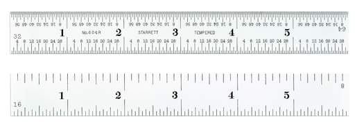 STEEL RULE, SPRING-TEMPERED, 6", 4R GRADS C604R-6
