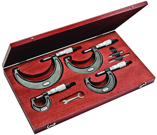 OUTSIDE MICROMETER SET, 0-100mm, 0.01mm GRADS S436.1MBXRLZ