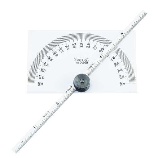 PROTRACTOR & DEPTH GAGE, 6", RECTANGULAR HEAD C493B