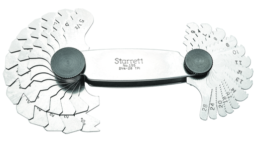 SCREW PITCH GAGE, 27 LEAVES 2-1/4-28TPI 155