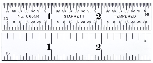 STEEL RULE, SPRING-TEMPERED, 3", 4R GRADS C604R-3
