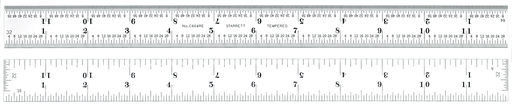 STEEL RULE, SPRING-TEMPERED, 12", 4R GRADS C604RE-12