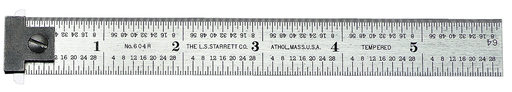 STEEL RULE, DOUBLE HOOK, SPRING-TEMPERED, 6", 4R GRADS DH604R-6
