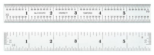 STEEL RULE, SPRING-TEMPERED, 6", 4R GRADS C604RE-6
