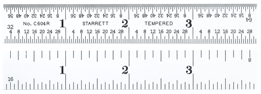 STEEL RULE, SPRING-TEMPERED, 4", 4R GRADS C604R-4