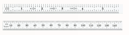 STEEL RULE, FULL FLEXIBLE, 150mm, #34 GRADS C334-150