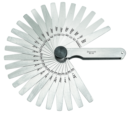 THICKNESS GAGE, 26 TAPERED LEAVES, .0015-.025" 66T