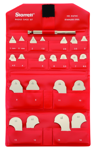 METRIC RADIUS GAGE SET, .5-7mm & 8-15mm, WITH HOLDER S167MCHZ