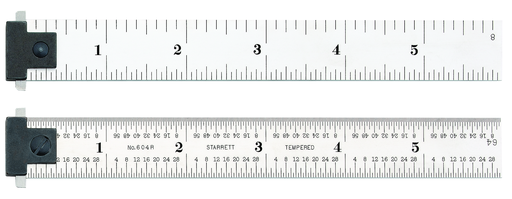 STEEL RULE, DOUBLE HOOK, SPRING-TEMPERED, 6", 4R GRADS CD604R-6