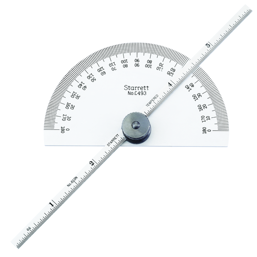 PROTRACTOR & DEPTH GAGE, 6", SEMI-CIRCULAR HEAD C493