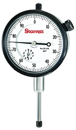 DIAL INDICATOR, WITH STANDARD LETTER OF CERTIFICATION , 0-1", .001" GRAD, 0-100 DIAL 25-441J W/SLC