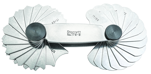 RADIUS GAGE SET, 17/64-1/2", 32 LEAVES 178B