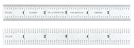 STEEL RULE, SPRING-TEMPERED, 6", 6R GRADS C606R-6