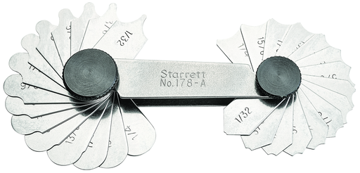 RADIUS GAGE SET,1/32-1/4", 30 LEAVES 178A