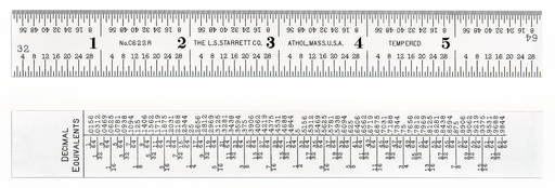 STEEL RULE, SPRING-TEMPERED, 6", 22R GRADS C622R-6