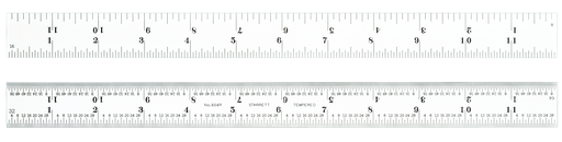 STEEL RULE, SPRING-TEMPERED, 12", 4R GRADS 604R-12