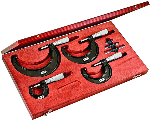 OUTSIDE MICROMETER SET, 0-4", .0001" GRADS ST436.1BXFLZ