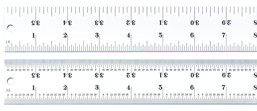 STEEL RULE, SPRING-TEMPERED, 36", 4R GRADS C604R-36
