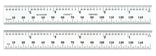 STEEL RULE, SPRING-TEMPERED, 6", #36 GRADS C636EM-6