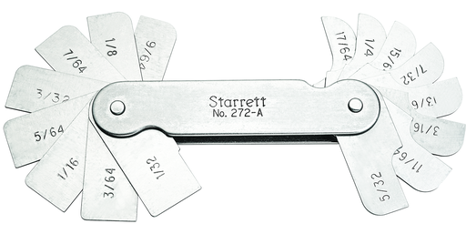 RADIUS GAGE, 16 LEAVES, 1/32-17/64" 272A
