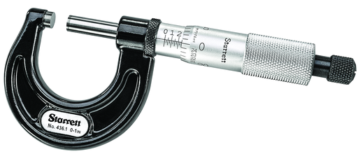 OUTSIDE MICROMETER, 0-1", .001" GRADS 436.1XRL-1