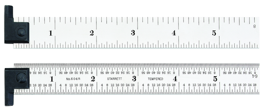 STEEL RULE, REVERSIBLE HOOK, SPRING-TEMPERED, 6", 4R GRADS CH604R-6