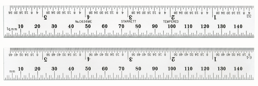 STEEL RULE, SPRING-TEMPERED, 150mm, #36 GRADS C636ME-150