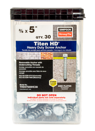 Simpson Strong-Tie THD37500H Titen HD® 3/8 in. x 5 in. Heavy-Duty Screw Anchor (50-Qty) (Pack of 216)