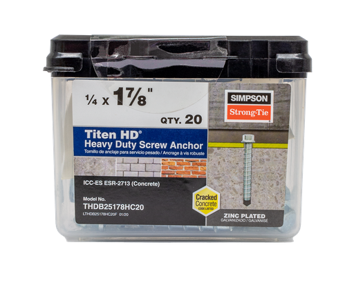 Simpson Strong-Tie THDB25178H Titen HD® 1/4 in. x 1-7/8 in. Heavy-Duty Screw Anchor (100-Qty)