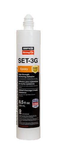 Simpson Strong-Tie SET3G10 SET-3G® 8.5-oz. High-Strength Epoxy Adhesive w/ 1 Nozzle and Extension