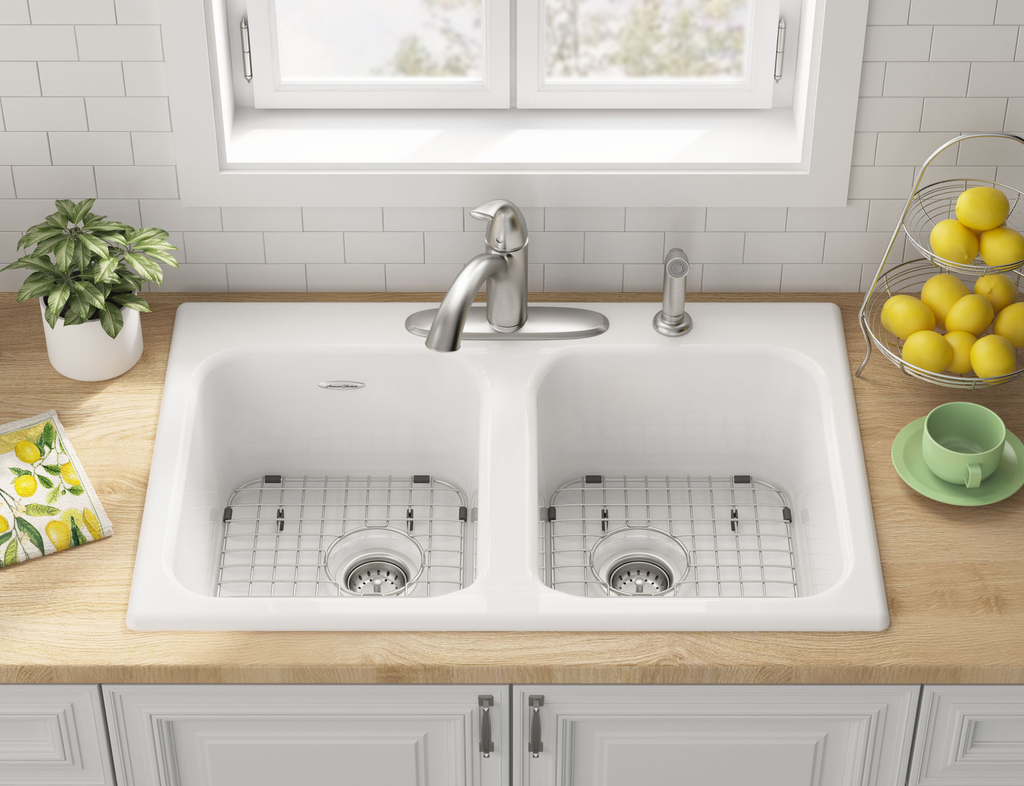 QUINCE 33X22 TOP MT DB KITCHEN SINK 4H, Brilliant White