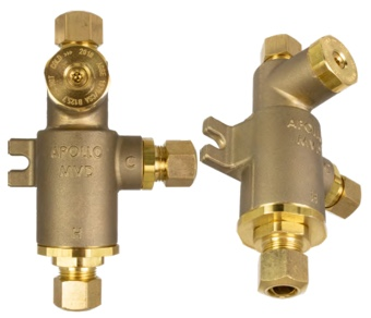 Apollo Brass Single Fixture Mixing Valve 3/8" Cold Water Bypass, Standard Finish (4 x Hose)
