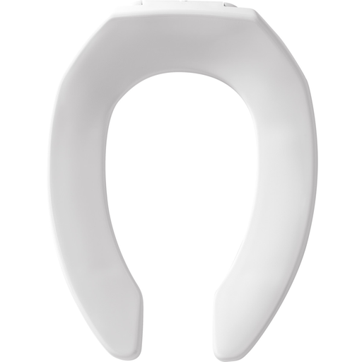 Bemis Elongated Open Front Less Cover Commercial Plastic Toilet Seat in White with Stay·Tite® Commercial Fastening System™ Self-Sustaining Check Hinge