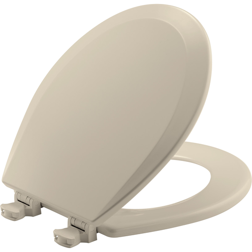 Bemis Round Enameled Wood Toilet Seat in Almond with Easy•Clean® Hinge