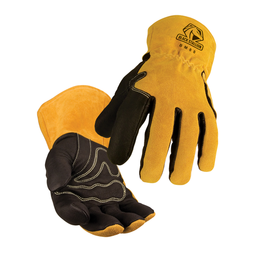 Black Stallion BSX Premium Pigskin Palm & Cowhide Back MIG Welding Gloves – Large, Kevlar Stitching, Padded Palm