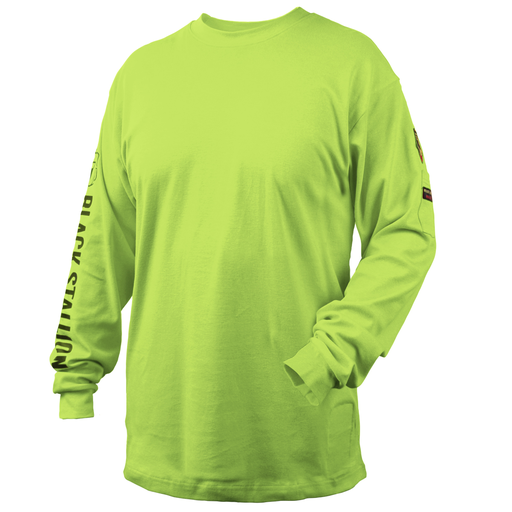 NFPA 2112 & NFPA70E 7 oz. FR Cotton Knit Long-Sleeve T-Shirt, Safety Lime
