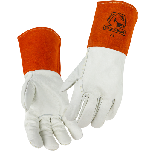 Black Stallion Top Grain Cowhide Long Cuff MIG Welding Gloves – Large | Heavy-Duty Durability & Industrial Safety