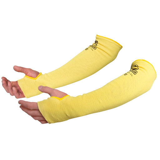 A4 Cut-Resistant Para-Aramid knit 18 Inch Sleeves with Thumb Slot, Yellow
