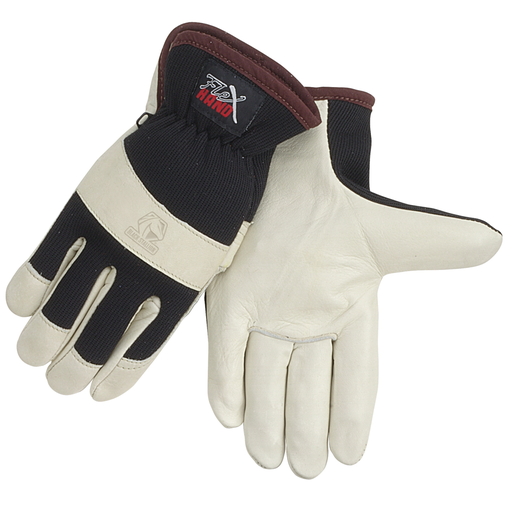 Grain Cowhide & Spandex Back Ergonomic Driver’s Gloves, Large – Premium Flex Hand